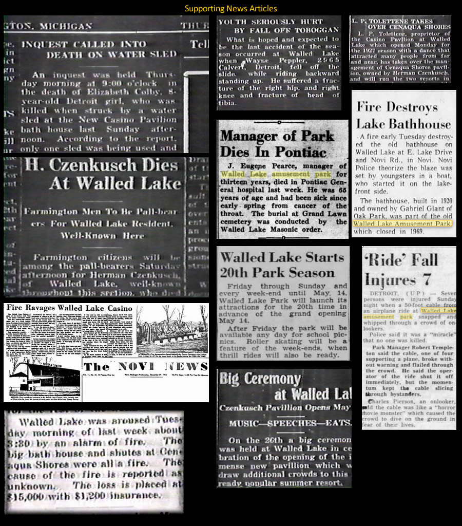 Walled Lake Amusement Park (Walled Lake Park) - Supporting Articles